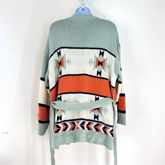 Wrangler Retro Aztec Print Southwestern Belted Open Cardigan Size L - Picture 7 of 10